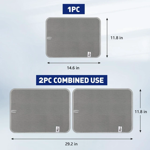 Alt view image 2 of 6 - 14.6*11.8 inch Microfiber Dish Drying Mat,2 Compact Ultra Absorbent Dish Mat Drying Kitchen Mat,Small Dish Drying Mats for Kitchen Counter,Draining Racks,Sinks (Gray)