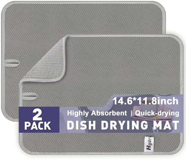 Main image of 14.6*11.8 inch Microfiber Dish Drying Mat,2 Compact Ultra Absorbent Dish Mat Drying Kitchen Mat,Small Dish Drying Mats for Kitchen Counter,Draining Racks,Sinks (Gray)