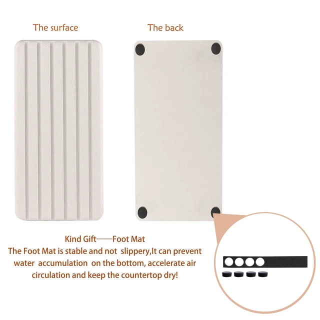 Alt view image 7 of 7 - 2 PCS Water Absorbent diatomite Coasters, 8.3" x 4" Water Absorbing Stone Tray for Sink, Stone Drying mat for Kitchen Counter, Stone soap Tray