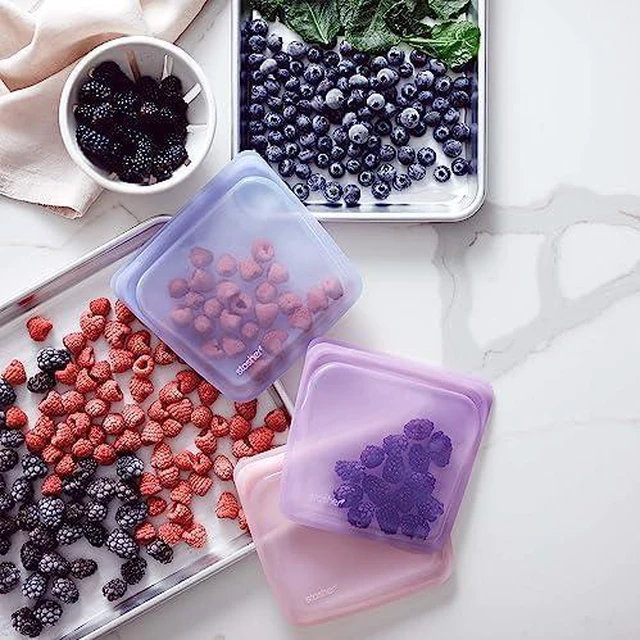 Alt view image 2 of 7 - Premium Reusable Silicone Food Storage Bag, Sandwich, Aqua, 28 oz | Food-Safe Silicone, Leak-Free, BPA-Free, Eco-Friendly, Freezer, Microwave, Dishwasher, Oven Safe, Meal Prep, Lunch Container