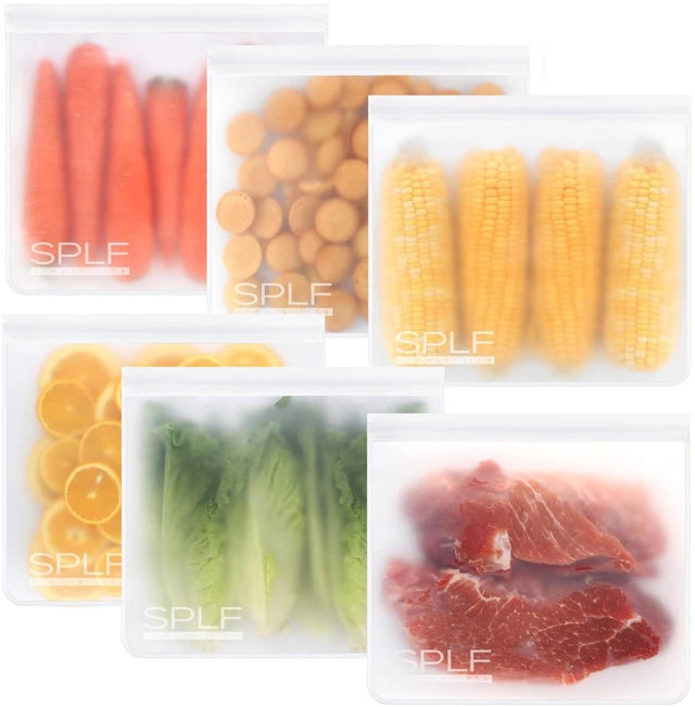 Main image of 6 Pack Dishwasher Safe Reusable Gallon Freezer Bags, White | Extra Thick Reusable Storage Bags Leakproof Silicone and Plastic Free for Marinate Meats, Cereal, Sandwich, Snack, Travel