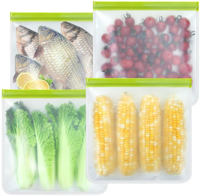 Main image of 4 Pack Reusable Gallon Freezer Bags,Silicone Bags Reusable Storage Baggies,Food Storage Bags, Leakproof Food Storage Containers for Sandwich Snack Travel Picnic, Work, Home Use