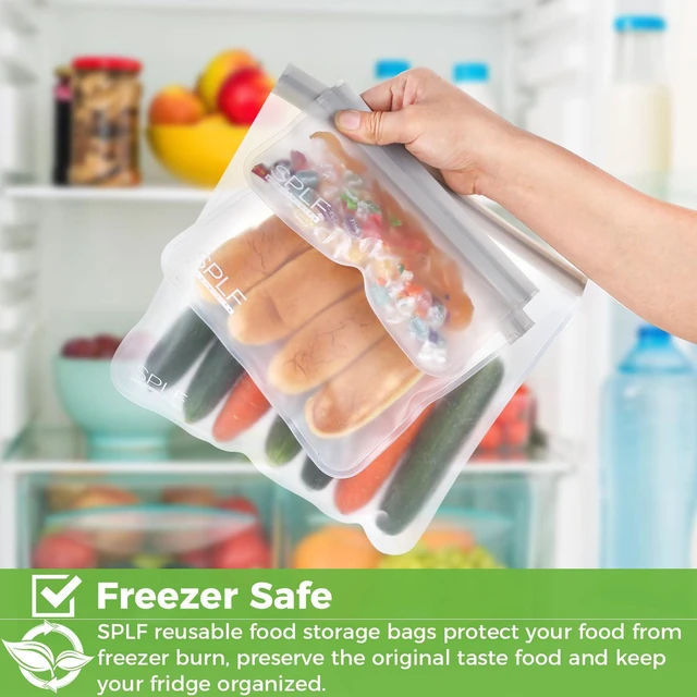 Alt view image 5 of 7 - 12 Pack Dishwasher Safe Reusable Food Storage Bags, Gray | Extra Thick Freezer Bags Leakproof Silicone and Plastic Free Food Lunch Bag-5 Sandwich 5 Snack 2 Gallon