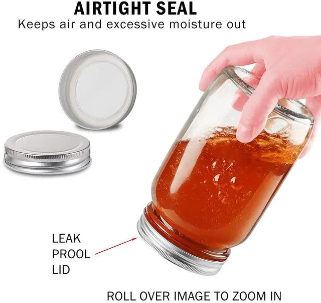 Alt view image 3 of 7 - Glass Mason Jars, 16oz Regular Mouth Canning Jar with Airtight Lids, 4 Pack | Small Sealing Containers, Glass Jars, Durable Clear Glass Material, for Food Storage, Overnight Oats, Meal Prep, Candy