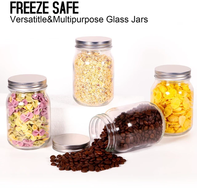 Alt view image 6 of 7 - Glass Mason Jars, 16oz Regular Mouth Canning Jar with Airtight Lids, 4 Pack | Small Sealing Containers, Glass Jars, Durable Clear Glass Material, for Food Storage, Overnight Oats, Meal Prep, Candy