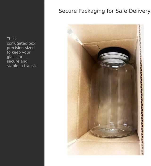 Alt view image 5 of 5 - 1 Gallon Glass Jar, Black Plastic Lid | Wide Mouth, USDA Certified, BPA-Free, For Fermenting, Storing, Canning