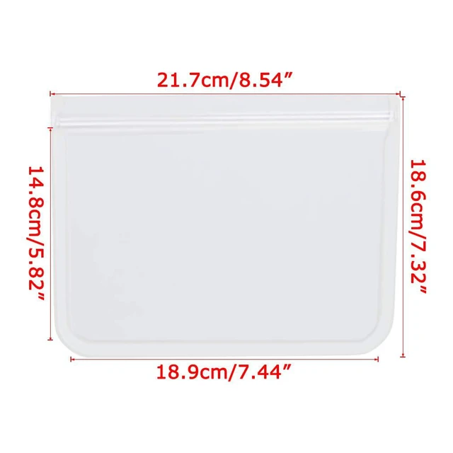 Alt view image 3 of 7 - 10 Pack Quart Freezer Bags, Reusable Food Storage Bags for Vegetable, Liquid, Snack, Meat, Sandwich, 8.46x7.28 Inch