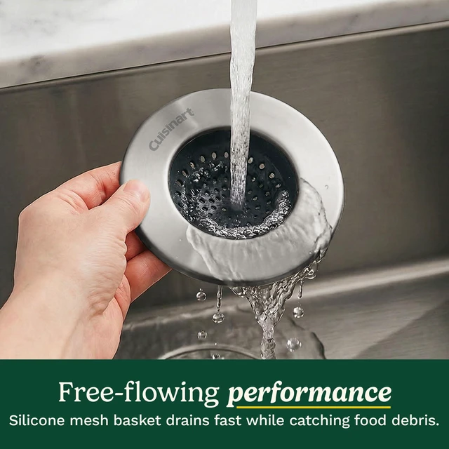 Alt view image 2 of 6 - Cuisinart Sink Strainers- 2 Pack Kitchen Sink Drain Strainer & Food Catcher with Enamel-Coated Stainless Steel Rim and Silicone Base, Fits Standard 3.5" Drains, Outer Diameter 4.35", Scratch-Safe