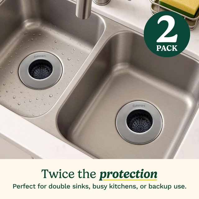 Alt view image 3 of 6 - Cuisinart Sink Strainers- 2 Pack Kitchen Sink Drain Strainer & Food Catcher with Enamel-Coated Stainless Steel Rim and Silicone Base, Fits Standard 3.5" Drains, Outer Diameter 4.35", Scratch-Safe
