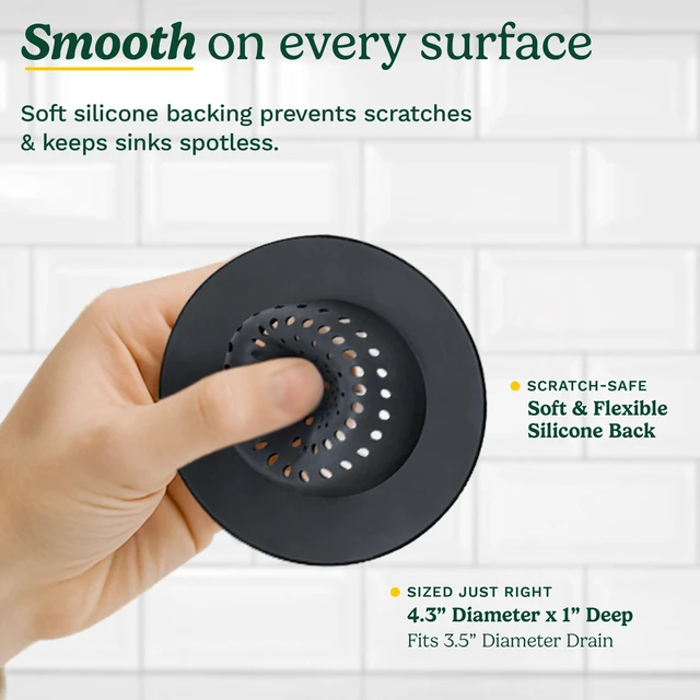 Alt view image 5 of 6 - Cuisinart Sink Strainers- 2 Pack Kitchen Sink Drain Strainer & Food Catcher with Enamel-Coated Stainless Steel Rim and Silicone Base, Fits Standard 3.5" Drains, Outer Diameter 4.35", Scratch-Safe