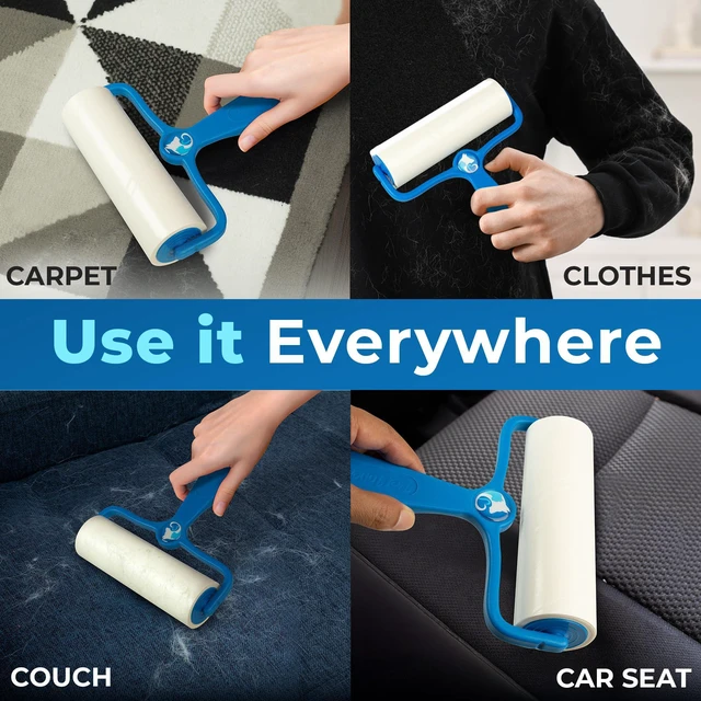Alt view image 6 of 7 - 6.3" Large Lint Roller for Pet Hair Extra Sticky 360 Sheets, Ideal for Pet Hair Removal from Furniture & Clothes, Dog and Cat Lint Remover 4 Pack