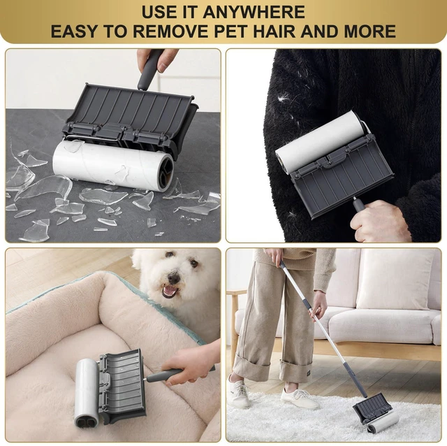 Alt view image 5 of 6 - Large Lint Rollers Pet Hair Extra Sticky Refills,Mega Value Set 6.3 inches Wider with 320 Sheets for Cat and Dog Hair Removal,80 Sheets Per Roller