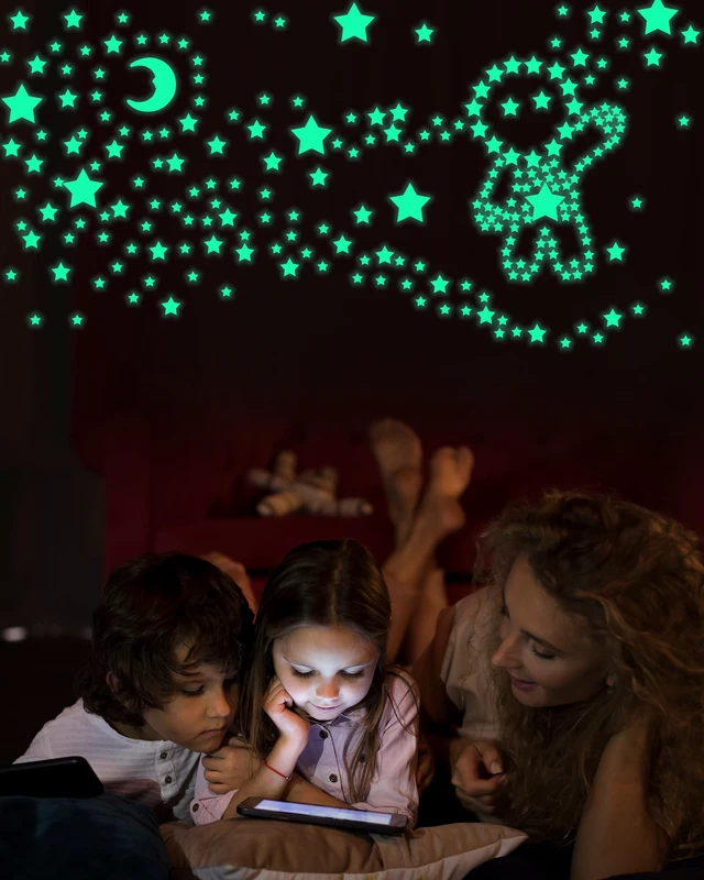 Alt view image 2 of 7 - 201 Pcs Glow in The Dark Stars Stickers, Boys Room Bedroom Ceiling Decor | Boys Girls Room Decor, Stars for Ceiling, Stocking Stuffers for Kids 8-12, Wall Stickers, Star Stickers, Ceiling Decor
