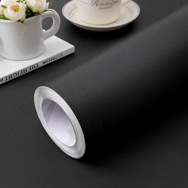 Main image of Peel and Stick Wallpaper Black Contact Paper for Cabinets and Drawers | 15.7" x 118" Removable Wall Paper Self Adhesive Vinyl Film Roll Easy to Apply Bathroom Home Decor Counter Top Covers