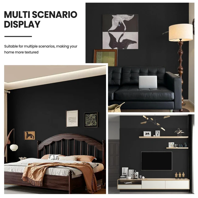 Alt view image 5 of 7 - Peel and Stick Wallpaper Black Contact Paper for Cabinets and Drawers | 15.7" x 118" Removable Wall Paper Self Adhesive Vinyl Film Roll Easy to Apply Bathroom Home Decor Counter Top Covers