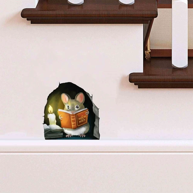 Alt view image 3 of 7 - Mouse Reading Book, Wall Decor Sticker Decal, Kids Room, Classroom, Home, Bedroom, Bookcase, Book Lover, of Mice and Men, Children, Adorable, (Mouse Reading Book)