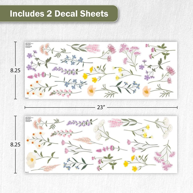 Alt view image 6 of 7 - Pastel Wildflower Wall Decals - Set of 37 Peel & Stick Botanical Flower Stickers for Bedroom, Nursery & Living Room - Removable Yellow, Pink & Purple Floral Wall Decor