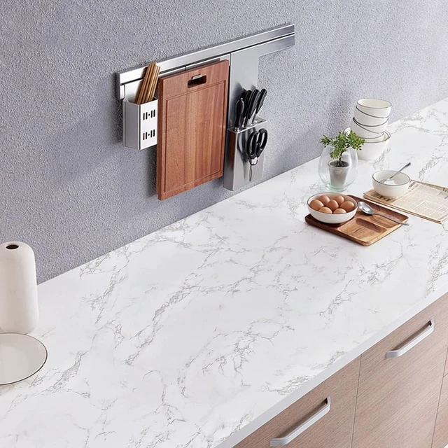 Alt view image 3 of 6 - Marble Peel and Stick Wallpaper Kitchen Countertop & Cabinets Contact Paper | 17.7 inch x 78.7 inch Granite Wall Paper for Old Furniture Self Adhesive and Removable Easy to Apply