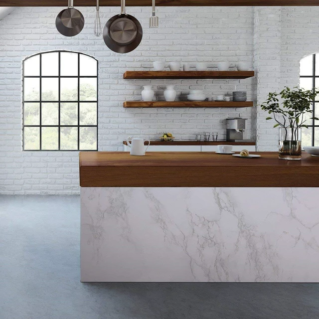 Alt view image 4 of 6 - Marble Peel and Stick Wallpaper Kitchen Countertop & Cabinets Contact Paper | 17.7 inch x 78.7 inch Granite Wall Paper for Old Furniture Self Adhesive and Removable Easy to Apply