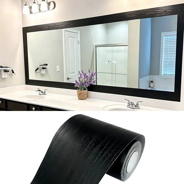 Main image of 10M Black Wood Grain Removable PVC Waterproof Border Wall Decor Removable Self Adhesive Kitchen Bathroom Tiles Sticker Wallpaper 4.2x390 (4inch)