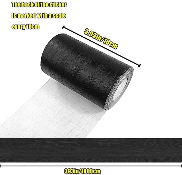 Alt view image 4 of 7 - 10M Black Wood Grain Removable PVC Waterproof Border Wall Decor Removable Self Adhesive Kitchen Bathroom Tiles Sticker Wallpaper 4.2x390 (4inch)
