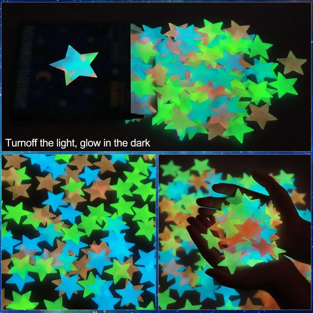Alt view image 2 of 7 - 100pcs Glow in The Dark Luminous Stars Fluorescent Noctilucent Plastic Stars Wall Stickers Glowing Stars Decals for Home Art Decor Nursery Ceiling Kids Babys Bedroom Room Multicolor