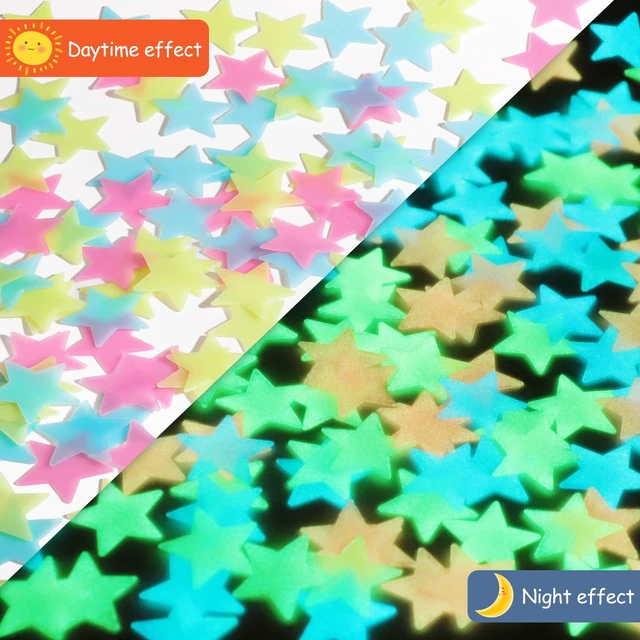 Alt view image 3 of 7 - 100pcs Glow in The Dark Luminous Stars Fluorescent Noctilucent Plastic Stars Wall Stickers Glowing Stars Decals for Home Art Decor Nursery Ceiling Kids Babys Bedroom Room Multicolor