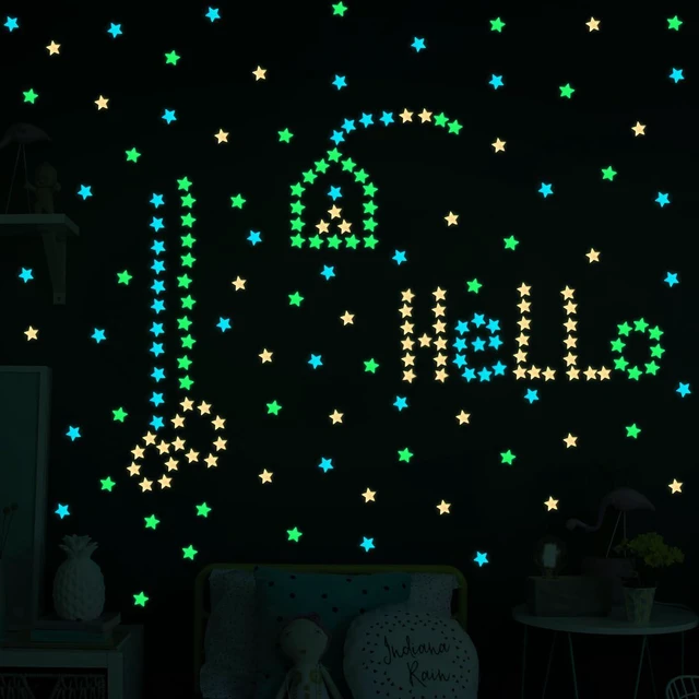 Alt view image 4 of 7 - 100pcs Glow in The Dark Luminous Stars Fluorescent Noctilucent Plastic Stars Wall Stickers Glowing Stars Decals for Home Art Decor Nursery Ceiling Kids Babys Bedroom Room Multicolor