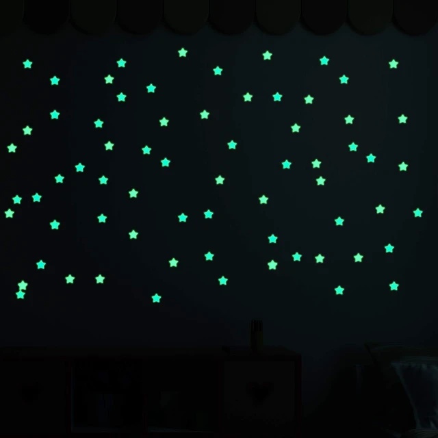 Alt view image 6 of 7 - 100pcs Glow in The Dark Luminous Stars Fluorescent Noctilucent Plastic Stars Wall Stickers Glowing Stars Decals for Home Art Decor Nursery Ceiling Kids Babys Bedroom Room Multicolor