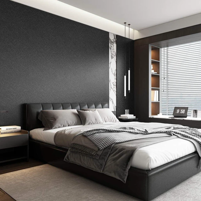 Alt view image 3 of 7 - Black Silk Wallpaper Peel and Stick Self Adhesive Removable Contact Paper | 15.7" x 118"
