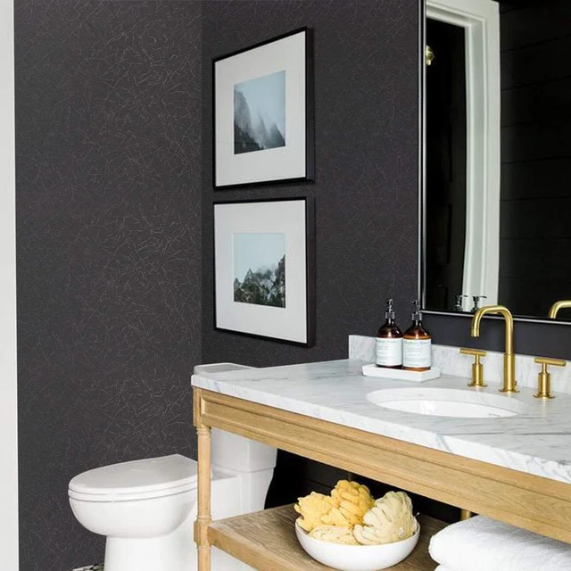 Alt view image 6 of 7 - Black Silk Wallpaper Peel and Stick Self Adhesive Removable Contact Paper | 15.7" x 118"