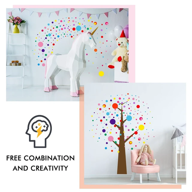 Alt view image 4 of 6 - 264 Pcs Polka Dot Kids Wall Decals for Classroom | Colorful Circle Wall Sticker, Vinyl Peel and Stick, Removable for Nursery Bedroom Playroom Living Room Decor