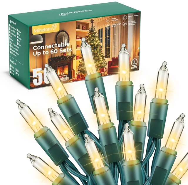 Main image of LED Clear Christmas String Lights, 50 Count 10 Feet LED Christmas Lights Bulb, Christmas Decorations Indoor, White Christma Tree Lights for Indoor Outdoor Xmas Wedding Party Festival