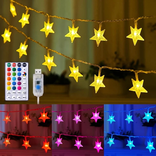 Main image of 23ft Star String Lights for Bedroom, 50LED USB Fairy Lights Indoor | Color Changing String Lights with Remote and Timer,16 Colors and 7 Modes, USB Powered String Lights for Bedroom Party Decor