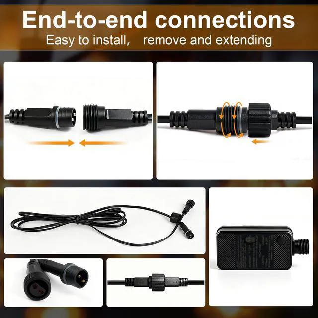 Alt view image 3 of 7 - 50(40+10)FT Outdoor String Lights, 15m Waterproof Remote LED Patio Lights with 19+1 S11 Bulbs 10FT Extension Cable, Dimmable Outside Hanging Lights for House, Porch,Yard,Garden,Bistro, Gazebo lighting