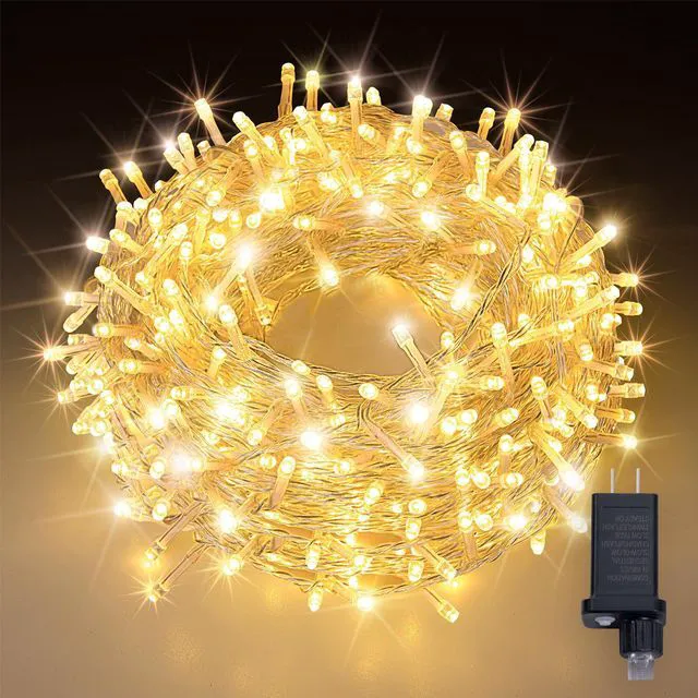 Main image of 100 LED Warm White Fairy Lights, 33ft Plug-in String Lights, 8 Modes | Warm white fairy lights with 100 LEDs, 33ft length and 8 modes, ideal for Christmas, weddings, bedrooms, patios and trees.