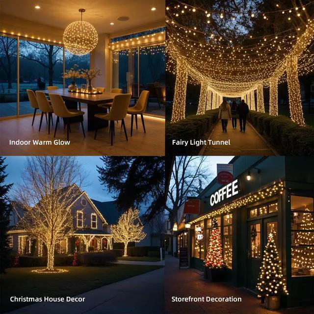 Alt view image 2 of 7 - 100 LED Warm White Fairy Lights, 33ft Plug-in String Lights, 8 Modes | Warm white fairy lights with 100 LEDs, 33ft length and 8 modes, ideal for Christmas, weddings, bedrooms, patios and trees.