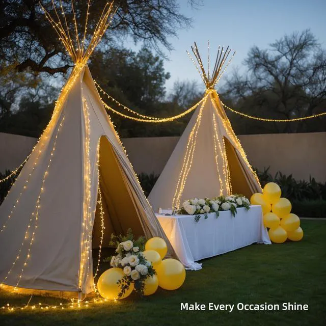Alt view image 3 of 7 - 100 LED Warm White Fairy Lights, 33ft Plug-in String Lights, 8 Modes | Warm white fairy lights with 100 LEDs, 33ft length and 8 modes, ideal for Christmas, weddings, bedrooms, patios and trees.