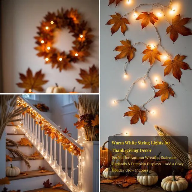 Alt view image 7 of 7 - 100 LED Warm White Fairy Lights, 33ft Plug-in String Lights, 8 Modes | Warm white fairy lights with 100 LEDs, 33ft length and 8 modes, ideal for Christmas, weddings, bedrooms, patios and trees.