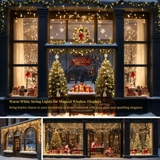 Alt view image 5 of 7 - 100 LED Warm White Fairy Lights, 33ft Plug-in String Lights, 8 Modes | Warm white fairy lights with 100 LEDs, 33ft length and 8 modes, ideal for Christmas, weddings, bedrooms, patios and trees.