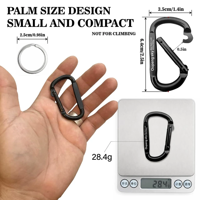 Alt view image 2 of 7 - 6PCS Carabiner Clip - Heavy Duty Iron Carabiners 800lbs Carabeaner D Ring Shape,Key Chain Clip Hook,Keychain Clip,Multipurpose for Camping, Hiking,Backpacking or Other Outdoor Activities, Black.
