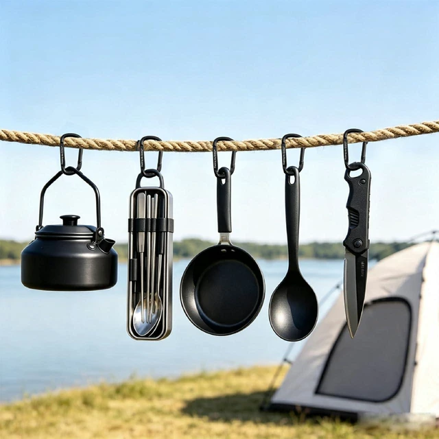 Alt view image 5 of 7 - 6PCS Carabiner Clip - Heavy Duty Iron Carabiners 800lbs Carabeaner D Ring Shape,Key Chain Clip Hook,Keychain Clip,Multipurpose for Camping, Hiking,Backpacking or Other Outdoor Activities, Black.