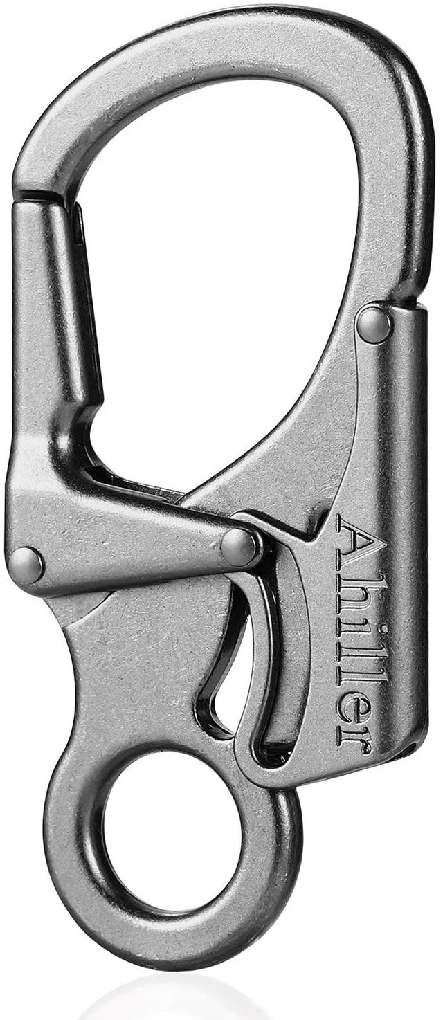 Main image of Dual Lock Carabiner Clip, Zinc Alloy Keychain for Outdoor (G-1P) | Anti-Misopening Safety Design, EDC Gadget, Clip Keys/Dog Leashes/Backpacks, Electroplated Rust-Proof, Max 220lbs Load