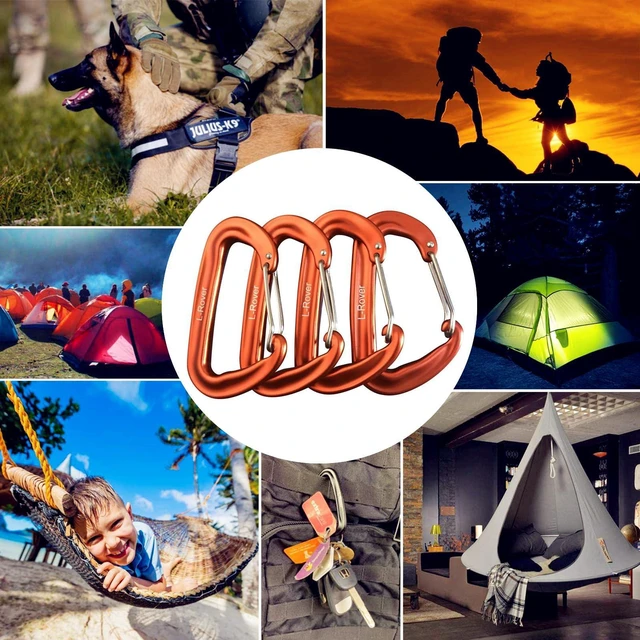 Alt view image 7 of 7 - Carabiner,12KN Lightweight Heavy Duty Carabiner Clips,Aluminium Wiregate Caribeaners for Hammocks,Camping, Key Chains, Outdoor and Gym etc,Hiking & Utility