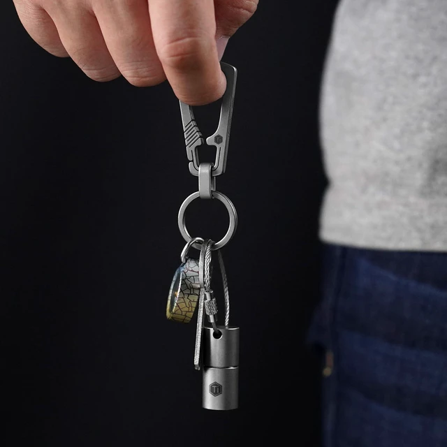 Alt view image 7 of 7 - Titanium Carabiner Keychain Clip, Quick Release EDC Key Holder Organizer with Key Ring (KM04SW)