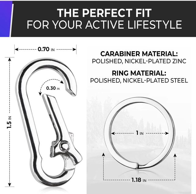 Alt view image 2 of 7 - 4 pcs Multipurpose Keychain Clip - Secure Zinc Carabiner with Steel Keyring for Easy Access to Your House and Car Keys