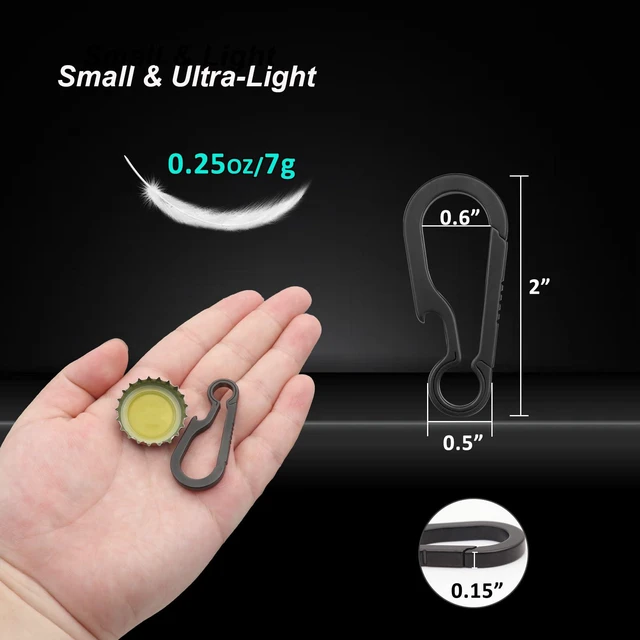 Alt view image 5 of 7 - Black Titanium Carabiner for Keys Small Keychain Bottle Opener Clip | Quick Release Key Clip, Heavy Duty Key Holder, Ultra Light, Hypoallergenic, For Men and Women, Gifts for Him