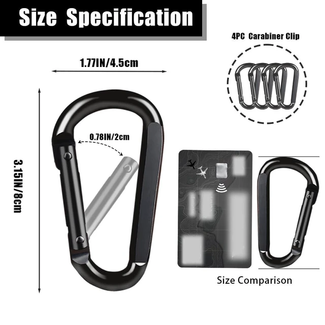 Alt view image 2 of 7 - 4 PCS Carabiner Clip, 860 Lbs-3" Iron Heavy Duty Carabiner, Multi Purpose D Shaped Spring Hook, Large Carabiners Keychain for Hammocks, Backpacking, Hiking Accessories, Camping or Outdoor Gear