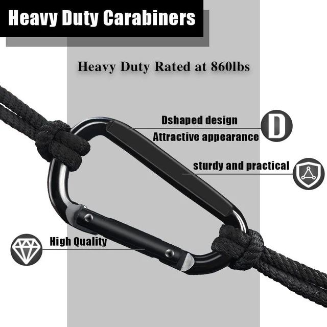 Alt view image 4 of 7 - 4 PCS Carabiner Clip, 860 Lbs-3" Iron Heavy Duty Carabiner, Multi Purpose D Shaped Spring Hook, Large Carabiners Keychain for Hammocks, Backpacking, Hiking Accessories, Camping or Outdoor Gear