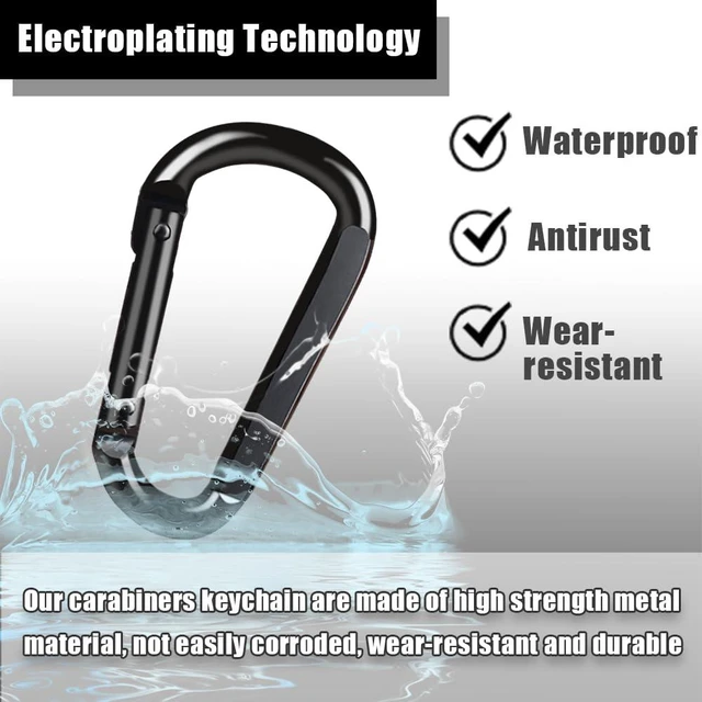 Alt view image 5 of 7 - 4 PCS Carabiner Clip, 860 Lbs-3" Iron Heavy Duty Carabiner, Multi Purpose D Shaped Spring Hook, Large Carabiners Keychain for Hammocks, Backpacking, Hiking Accessories, Camping or Outdoor Gear